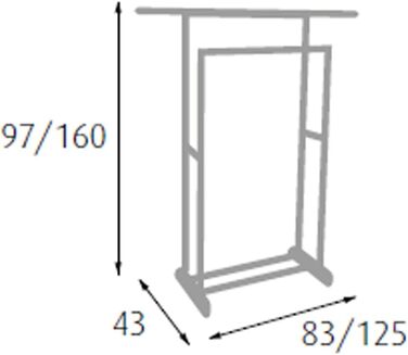 Подвійна розсувна вішалка на колесах King Home, 82,5-125 x 42,5 x 97-170 см