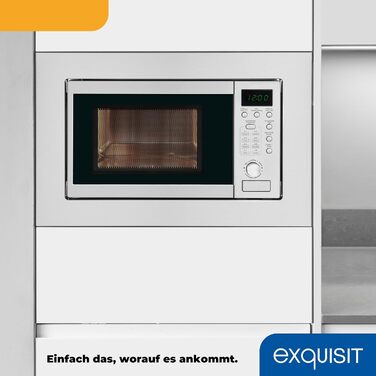 Вбудована мікрохвильова піч Exquisit EMW 20.1G Inoxlook, 20 л, 800 Вт, 8 автопрограм, таймер, діаметр обертового столу 24,5 см