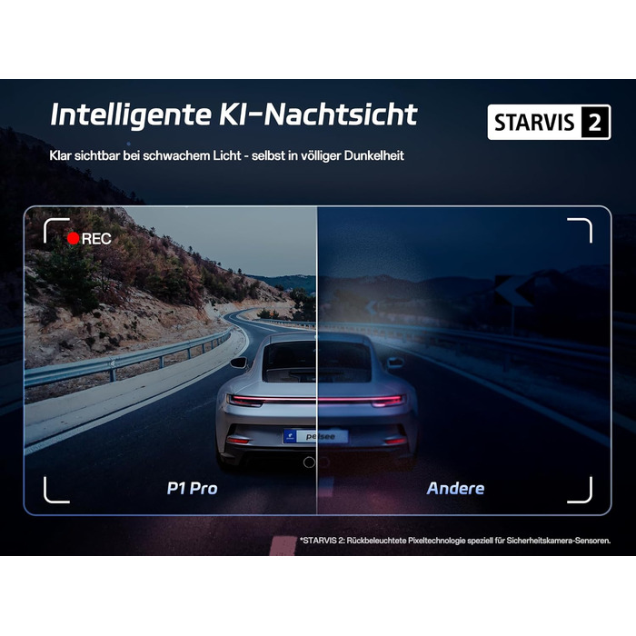 Автомобільний відеореєстратор Pelsee 4K Dashcam (передній та задній) з сенсором STARVIS 2, 3.39'' IPS дисплеєм, 24Гн паркуванням, 5.8GHz WiFi, HDR, WDR, ADAS, GPS та карткою пам'яті 64ГБ