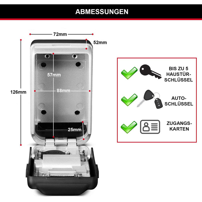 Сейф для ключів Master Lock з підсвічуванням цифр, настінний, для зовнішнього використання, 12.6 x 7.2 x 5.2 см