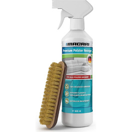 Macari Leather Care 500ml Balsam + 500ml Cleaner + 2 Sponges + Leather Brush Premium Leather Leather Cleaner Set Beeswax for Leather Couch, Car, Furniture, Jacket, Clothing, Sofa, Handbag, Shoes, Saddle Leather Fat (Upholstery Cleaner + Brush)