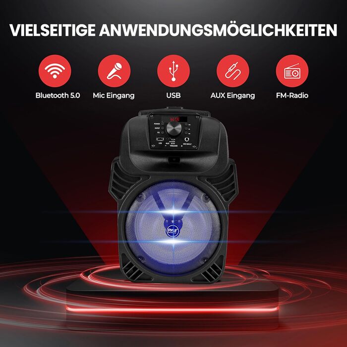 Pyle Partybox 600W Bluetooth Колонка Портативна з LED, USB/SD/MP3, для Караоке, Вечірок, Подій та DJ