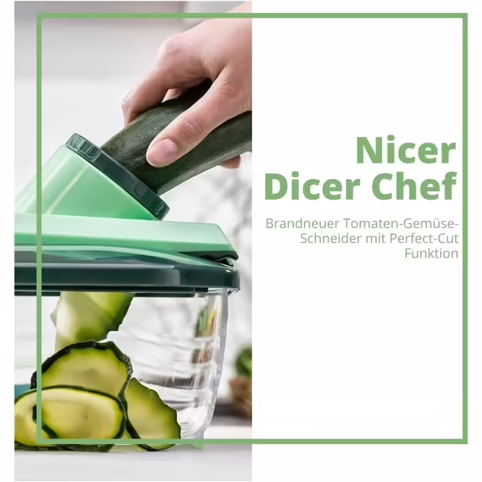 Овочерізка Genius Nicer Dicer Chef Deluxe XXL 37 предметів із набором скляних мисок, томатниця, овочерізка, 3-в-1 друшляк, шинкувальник, зелений