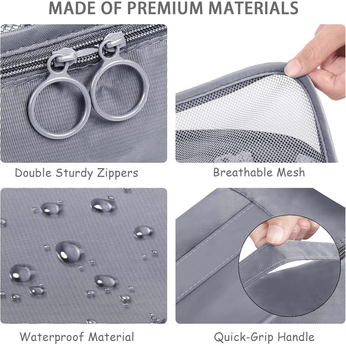 Органайзер для валізи 10 шт. Set, Packing Cubes для одягу, Travel Organizer, Набір для подорожей, Сітка для валізи (Сірий)