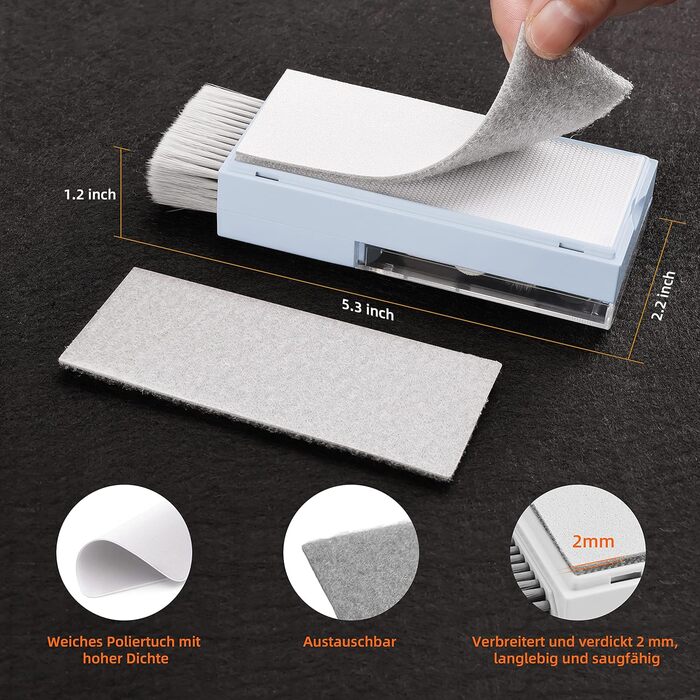 Набір для чищення клавіатури та ноутбука Ordilend: щітка, очищувач для MacBook, телефону, планшета, комп'ютера. Легкий у використанні та транспортуванні. Бренд Moranti, колір блакитний