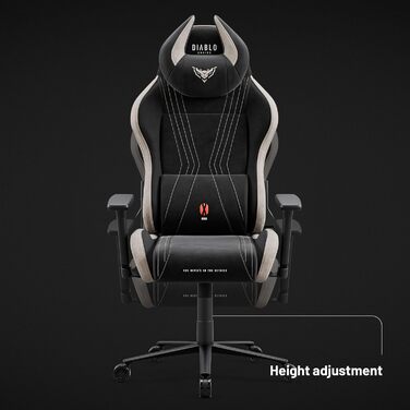 Ігрове крісло Diablo X-Horn 2.0, ергономічне, тканинне, 150 кг, 3D підлокітники, підголівник і поперекова підтримка, бежево-чорне, розмір L, для геймерів та офісу