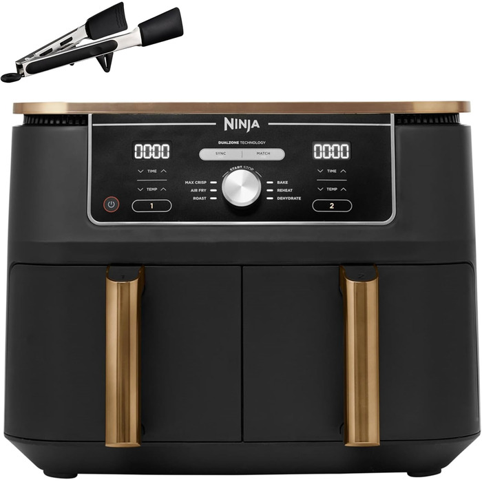 Ninja Foodi MAX Dual Zone Air Fryer - 9.5L, 6-in-1, Copper/Black - AF400EUCP
