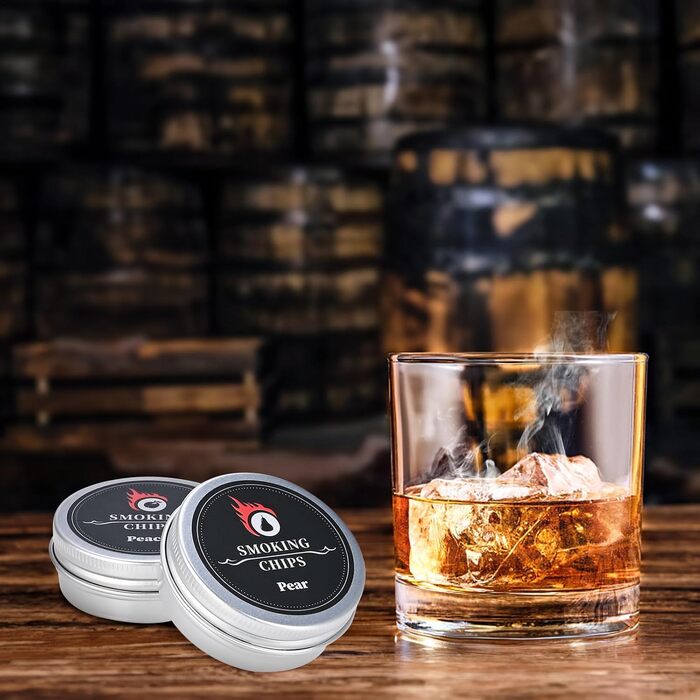 Набір для копчення коктейлів GOLDGE: набір для диму Whiskey з 6 видами тирси, кам'яні димогенератори, подарунок для тата/чоловіка