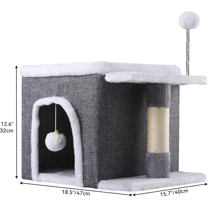 Кіт Будинок YITAHOME для дому, складаний, 47 x 40 x 32 см, з когтеточкою та іграшкою, для середніх та великих котів