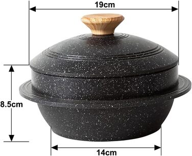 Корейська кам'яна чаша Bobikuke з кришкою, 20 см, для долсот бібімбапу та гарячих страв, 2,3 л, чорна