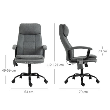 Vinsetto Massage Office Chair, Ergonomic Desk Chair, Adjustable Gaming Chair, Grey | Aosom