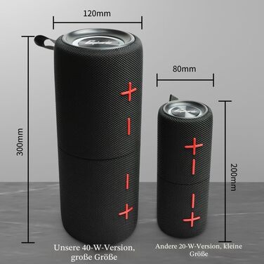 CYBORIS Bluetooth колонка 2-в-1 40W, водонепроникна, з басами, RGB підсвіткою, до 24 год роботи, для дому/вулиці/подорожей