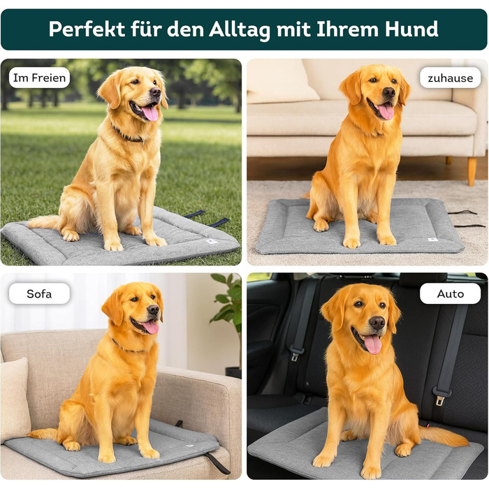 Килимок для собак Wanderpfote, 75 x 50 см – ортопедичний, водонепроникний, для подорожей та авто – сірий (розмір M)