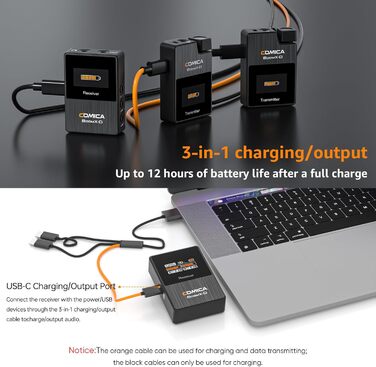 COMICA BoomX-D2: Бездротовий мікрофон для смартфона та ноутбука, USB-C, для блогінгу, подкастів, YouTube