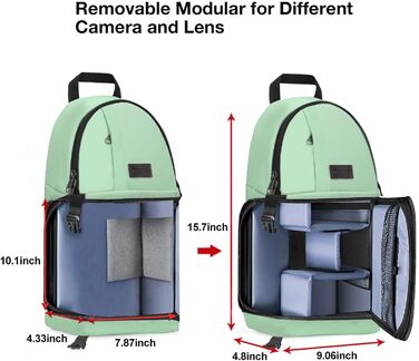 MOSISO Сумка для камери на плічі, універсальна для DSLR/SLR/беззеркальних камер, з тримачем для штатива, знімні модульні вставки, сумісна з Canon/Nikon/Sony/Fuji, м'ятно-зелена