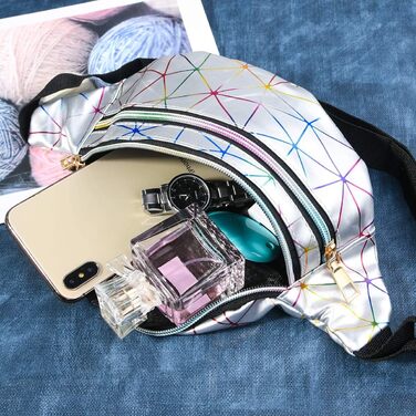 Flintronic Поясна сумка спортивна світловідбиваюча, металева водонепроникна, з відділенням для карт, для подорожей, хайкінгу, велоспорту, срібна (#2)