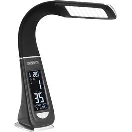 LED лампа Monzana з годинником, будильником, термометром та календарем, регульована яскравість, настільна лампа для дому та офісу (білий/чорний)