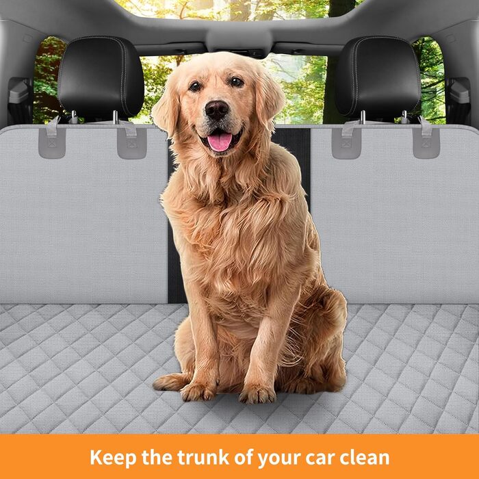 Захисний чохол на сидіння для собак, для автомобілів, SUV та вантажівок з сіткою у вікно, стійкий до подряпин, нековзний та водонепроникний, з поворотком для повідка (Рожевий). Чохол на сидіння та поводок для собак (Сірий)