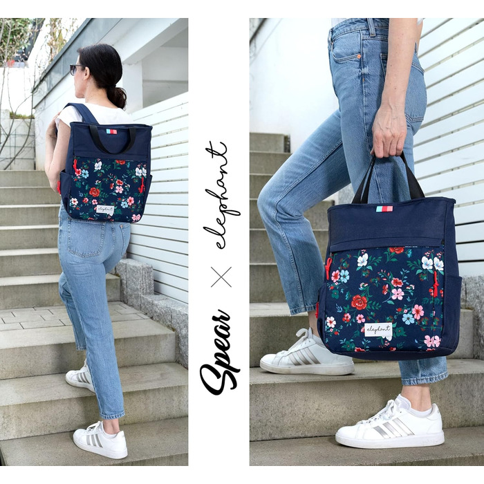 Spear Rucksack - Unisex, Hygge City Backpack, Ladies' Backpack, Leisure Backpack, Office, Sport, Leisure - A4 Size - 12788 (12790 Blue Flower (5))