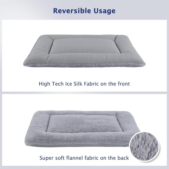 Килимок для собак BVAGSS: двосторонній, прохолодний та теплий, для малих, середніх та великих собак, 76x50 см, сірий