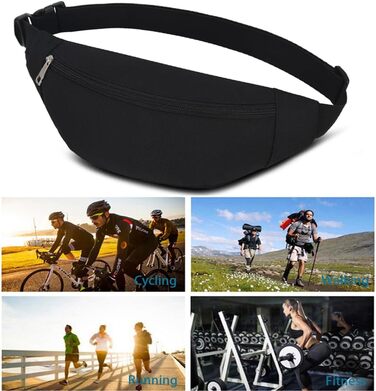Чоловіча/Жіноча поясна сумка на пояс, бананка для спорту, подорожей, прогулянок з собакою, чорна