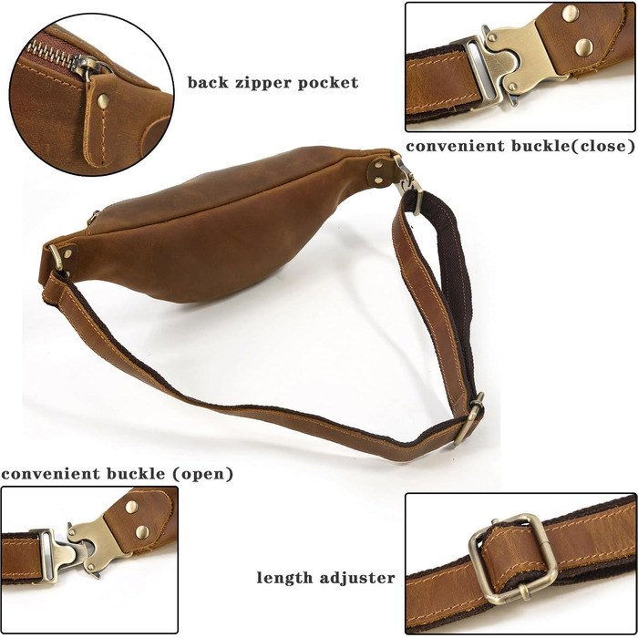 Чоловіча/жіноча поясна сумка з натуральної шкіри Vintage, чорна/світло-коричнева (1033)