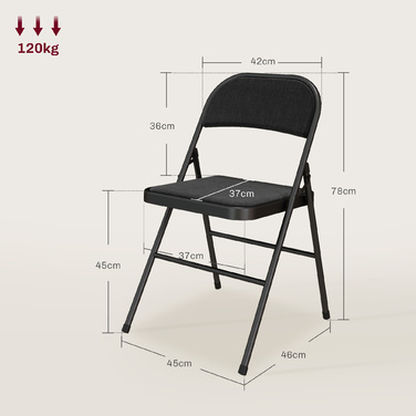 HOMCOM 4-Piece Folding Chair Set, Portable Office Chair with Cushion, Linen-Look, Steel Legs, Folding Chair for Office Reception Waiting Room, Black | Aosom