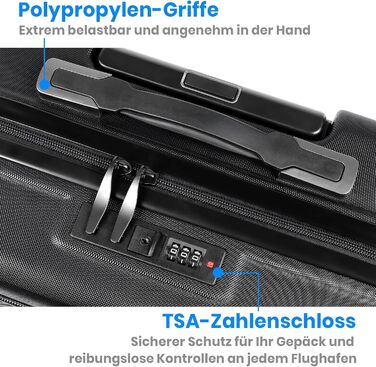 Набір валіз Tavoxda 3 шт., жорсткий корпус, TSA-замок, телескопічна ручка, чорний колір