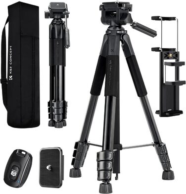 Штатив K&F Concept S255A3+BV01: Легкий штатив з сумкою, для камери/DSLR/відеокамери, з підтримкою смартфонів та планшетів (172 см)