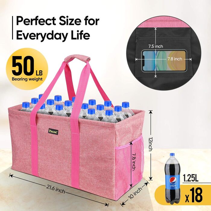 BALEINE Extra Large Multi-Purpose Tote Bag with Wire Frame for Storage (22