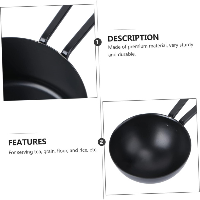 Cabilock 3-Piece Stainless Steel Measuring Cups Measuring Spoons Milk Scoop Measuring Spoons Baking Kitchen Helpers Set Cooking Utensil Set Scoop Stainless Steel Rice Scoop Stainless Steel Black 9 Pieces * 3
