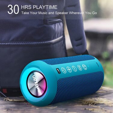 Портативна Bluetooth колонка Ortizan з RGB підсвіткою, водонепроникність IPX7, 30 годин роботи, Bass Boost, TWS, AUX, TF картка, мікрофон (BLUE)