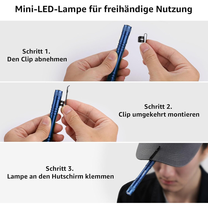 Ліхтарик LED Lepro, Mini IPX4 Водостійкий, 3 Режими, 2 шт. (Синій)