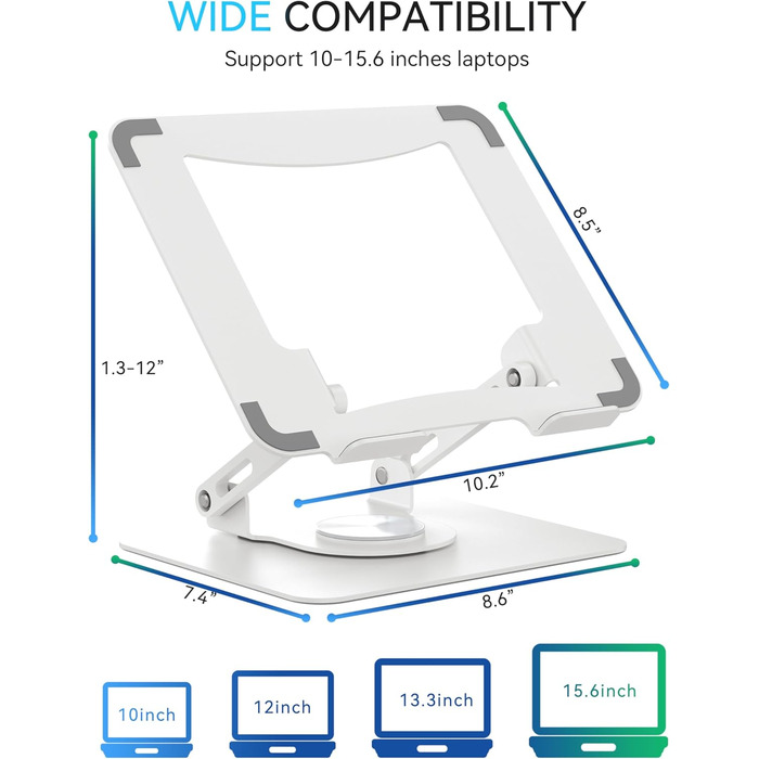 Підставка для ноутбука Soundance: регульована висота, 360° обертання, для екранів 10-15.6 дюймів, чорна