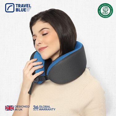 Blue Dreamer Travel Neck Pillow - Memory Foam Airplane Pillow for Travel with Breathable Mesh Fabric, Removable Cover, High Comfort & Support, Easy Storage
