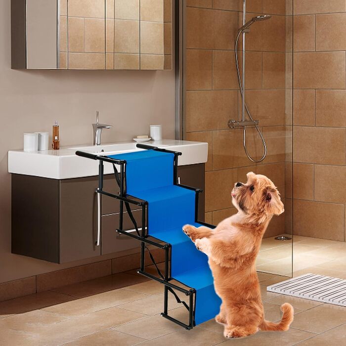 Зручна рампа для собак у машину, велика та маленька, складана, чорна/синя (139x45x76 см)