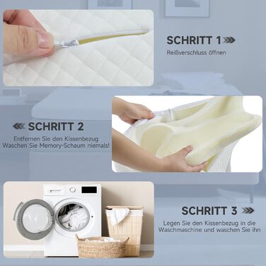 Подушка для шиї Z-hom з Memory Foam, ергономічна подушка для сну на спині, боці та животі (60 x 39 x 10/12 см)