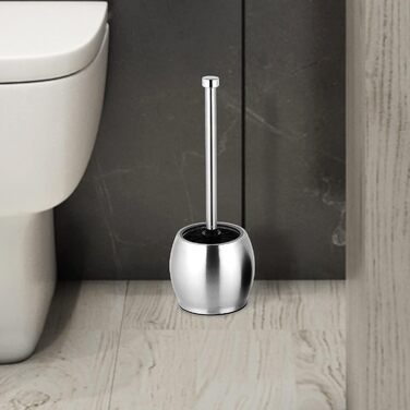Щітка для унітазу з нержавіючої сталі, чорна, з підставкою, без свердління, з запасним змивачем, для ванної кімнати та туалету