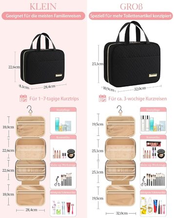 Чоловіча/Жіноча косметичка HOTORKulturtasche водонепроникна з гачком – велика, для подорожей, 32 x 25 x 11 см