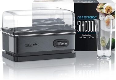 Arendo - Stainless Steel Egg Cooker with Keep-Warm Function - Tilt Switch with Indicator Light - Freely Selectable Hardness Level - Brushed Stainless Steel - BPA-Free - in Cool Grey B: Cool Grey