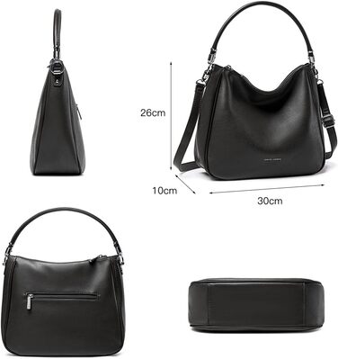 Сумка жіноча David Jones Hobo середнього розміру, чорна - м'яка екошкіра, сумка-шопер з довгими ручками, повсякденна