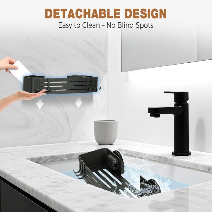 Поличка для душу Lekesky без свердління, кутова, з міцними присосками, алюміній, нержавіюча сталь, знімна, для ванної кімнати, кухні, орендованого житла (набір 2 шт.), колір: Gunmetal Grey, прямокутна