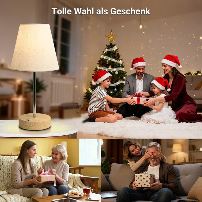 Бездротова LED лампа настільна акумуляторна 3000mAh з торшею, регульоване торканням, портативна лампа для дому та вулиці, з імітацією текстури дерева