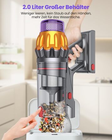 Акумуляторний пилосос SICBCGB 48000Pa/550W/70хв, 2.0L з HD-дисплеєм, антизаплутувальною щіткою, док-станцією, 11-шаровою фільтрацією для шерсті тварин та авто (фіолетовий)