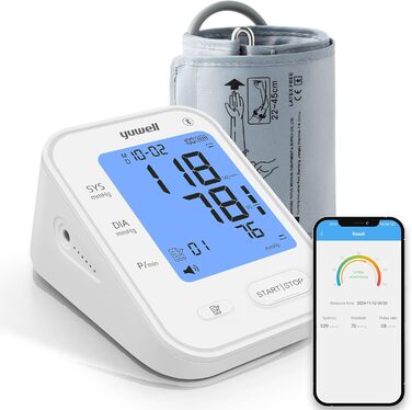 Тонометр Yuwell Intelligentes Oberarm Bluetooth YE650AR | Манжета 22-45 см, мовлення, дисплей з підсвіткою, акумулятор, додаток iOS & Android