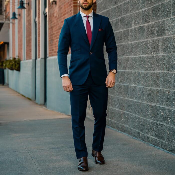 HISDERN Комплект краватки та нагрудного хустинки однотонний для весілля та свят, різні кольори, бургундський, універсальний розмір