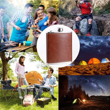 Металевий фляга, 237 мл, нержавіюча сталь, набір фляга + воронка, для активного відпочинку, у подарунковій коробці (колір: коричневий)