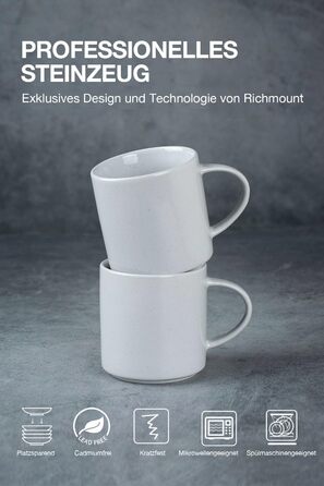 Набір посуду Nebula для 6 осіб: 18-частинний набір тарілок та набор салатників, розписний посуд з каменю, сервіз, придатний для мікрохвильової печі та посудомийної машини, колір кориця (світло-сірий), чашки (355мл, 6 шт.)