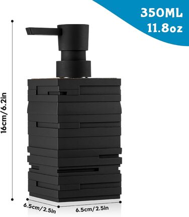 Диспенсер для мила та миючого засобу чорного кольору з дерева для кухні та ванної кімнати, з помповим дозатором