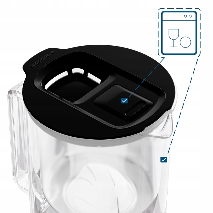 Скляний фільтраційний глечик Wessper D4 BOROSILICATE MINI FF BK з фільтром